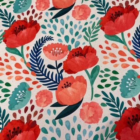 Mantel Primavera Vibes | flores rojas