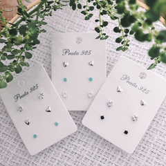 Kit Trio de Brincos com Zircônia Verde