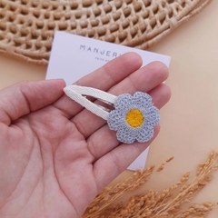 Presilha Flor tricô - azul - comprar online