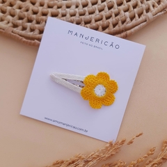 Presilha Flor tricô - amarelo