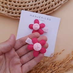 Clip Flor pompom - Rosa pink - comprar online