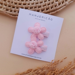 Clip Flor pompom - Rosa claro