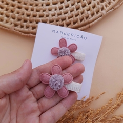 Clip Flor pompom - Rosa antigo - comprar online