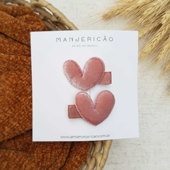 DUO CORAÇÃO VELUDO - ROSA ANTIGO na internet