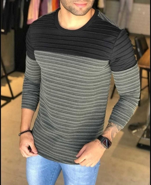 SUETER BICOLOR, NAS CORES CINZA MESCLA E BORDO