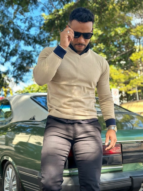 SUETER TRICOT GOLA V AREIA