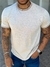 Camiseta em Malha Piquet Mescla detalhe gola listra marrom - Total Store Moda Masculina e Feminina