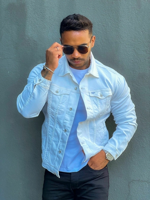 JAQUETA SARJA TRUCKER OFF WHITE