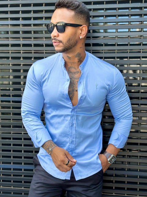 CAMISA ML ACETINADA GOLA PADRE