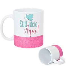 Caneca branca com base de Glitter