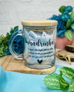 Caneca de Vidro 325ml com Tampa de Bambu