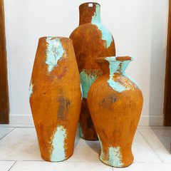 JARRON CERAMICA ARTESANAL OXIDO 80 CM ALTO UN78 - comprar online