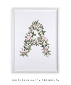 QUADRO DECORATIVO LETRA BOTÂNICA A - Flowersjuls - Quadros botânicos decorativos | Aquarelas autorais