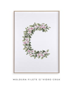 QUADRO DECORATIVO LETRA BOTÂNICA C - Flowersjuls - Quadros botânicos decorativos | Aquarelas autorais