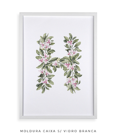 QUADRO DECORATIVO LETRA BOTÂNICA H - Flowersjuls - Quadros botânicos decorativos | Aquarelas autorais