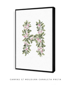 QUADRO DECORATIVO LETRA BOTÂNICA H - Flowersjuls - Quadros botânicos decorativos | Aquarelas autorais