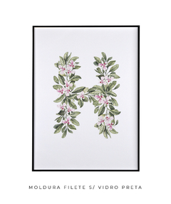 QUADRO DECORATIVO LETRA BOTÂNICA H - Flowersjuls - Quadros botânicos decorativos | Aquarelas autorais