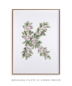 QUADRO DECORATIVO LETRA BOTÂNICA K - Flowersjuls - Quadros botânicos decorativos | Aquarelas autorais