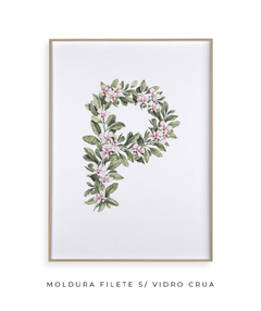 QUADRO DECORATIVO LETRA BOTÂNICA P - Flowersjuls - Quadros botânicos decorativos | Aquarelas autorais