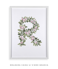 QUADRO DECORATIVO LETRA BOTÂNICA R - Flowersjuls - Quadros botânicos decorativos | Aquarelas autorais