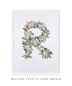 QUADRO DECORATIVO LETRA BOTÂNICA R - Flowersjuls - Quadros botânicos decorativos | Aquarelas autorais