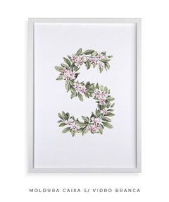 QUADRO DECORATIVO LETRA BOTÂNICA S - Flowersjuls - Quadros botânicos decorativos | Aquarelas autorais