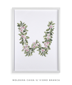 QUADRO DECORATIVO LETRA BOTÂNICA W - Flowersjuls - Quadros botânicos decorativos | Aquarelas autorais