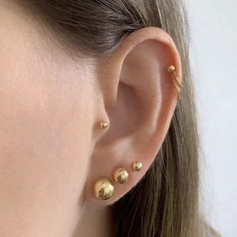 Trio de brincos - Bola maior lisa