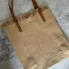 *New* Tote Bag Fátima natural tejida y simil cuero - comprar online