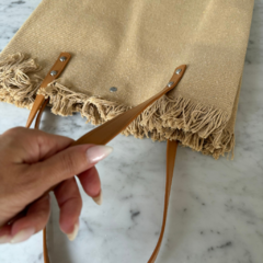 *New* Tote Bag Fátima natural tejida y simil cuero