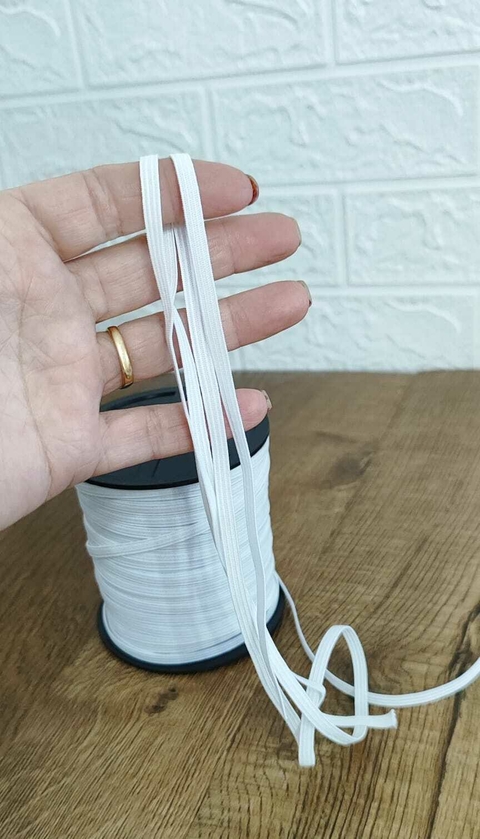 ELÁSTICO CHATO BRANCO 5mm (metro)