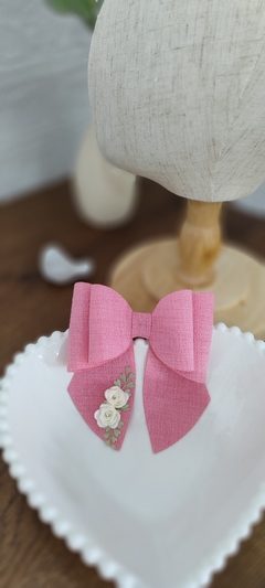Presilha LAÇO EM LINHO ROSA CHÁ - comprar online
