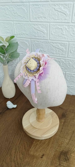 Tiara chapéu de palha junino rosa - comprar online