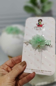 COLEÇÃO CAMÉLIA ( FAIXINHA + BICO DE PATO) Cor verde bebê organza na internet