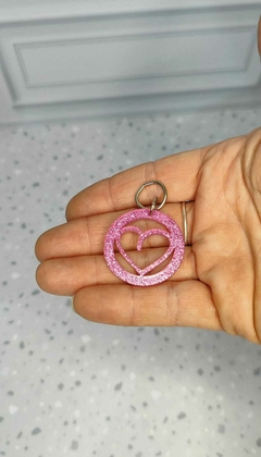 Cursor/Puxador de zíper niquelado N/5 CÍRCULO CORAÇÃO