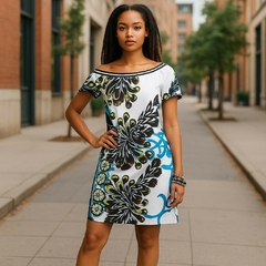 Vestido Viscose Estampado Forrado - comprar online