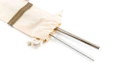 Kit Canudo Inox + Escovinha + Porta Canudos com Cordinha