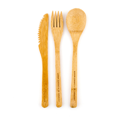 Kit Talheres de Bambu (Garfo, Faca, Colher)
