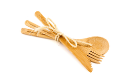 Kit Talheres de Bambu (Garfo, Faca, Colher)