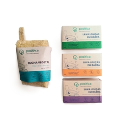 Kit Esponja Vegetal + 03 Barras de Lava Louças