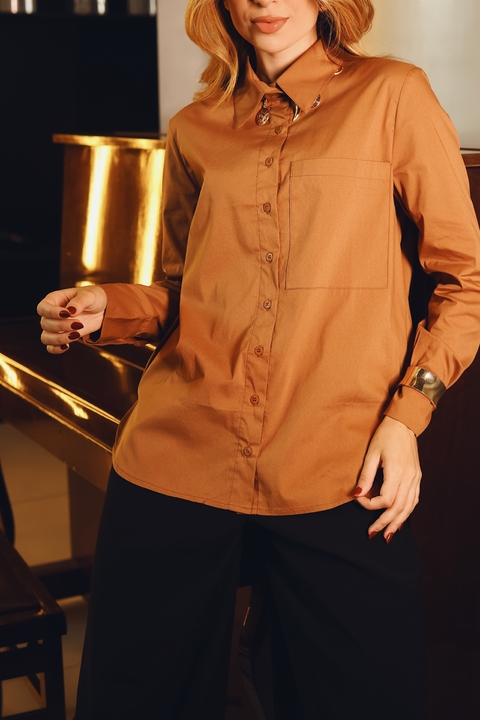 Camisa Tricoline Marrom 0370102500 - comprar online