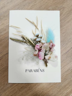 Cartão Artesanal "Parabéns" - Flores Desidratadas - loja online