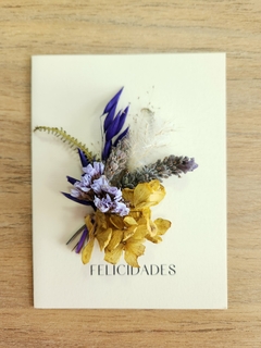 Cartão Artesanal "Felicidades" - Flores Desidratadas