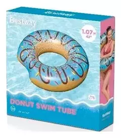Colchoneta Inflable Flotador Dona Circular Color Marron Y Celeste Bestway - comprar online