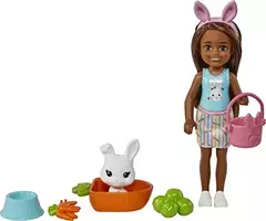 Muñeca Barbie Chelsea Brunette Con Mascotas Conejito - comprar online