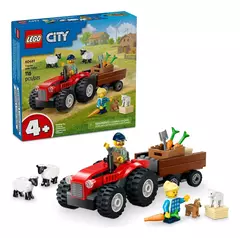 Lego City Tractor Agrícola Rojo Con Remolque Y Ovejas 60461 - comprar online