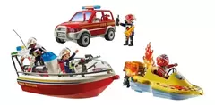 Playmobil Misión Bomberos En El Agua Lancha Luz Moto 71569 en internet