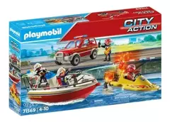 Playmobil Misión Bomberos En El Agua Lancha Luz Moto 71569 - comprar online