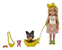 Minimuñeca Barbie Chelsea Blonde Pet Pet con mascota - Pichoncitos