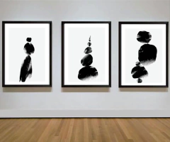 SET TRIPLE ABSTRACTOS TINTAS NEGRAS